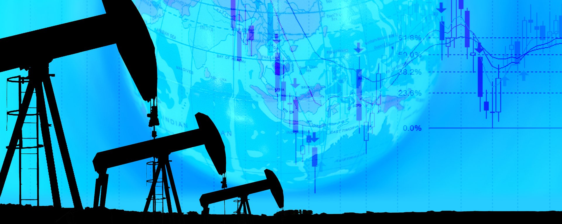 Drilling equipment with abstract globe in background.