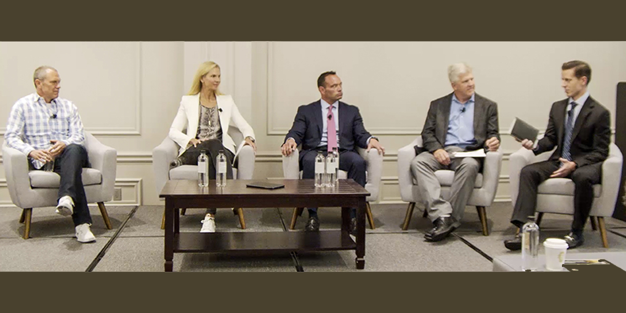 Carl Daikeler, CEO of Beachbody; Tess Roering, CCO of Core Power Yoga; Chris Rondeau, CEO of Planet Fitness; Bruce Edwards, COO of Crossfit; Jonathan Komp, Nexus Senior Equity Research Analyst.